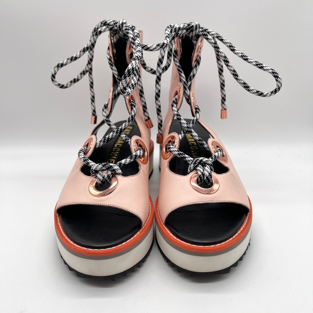 KAT MACONIE Lace Up Shoe Womens 40 Light Pink Leather Gladiator Platform Sandal - Picture 2 of 9